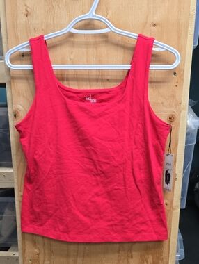 Nic + Zoe Size M Petite Rose Knit Square Neck Tank Top